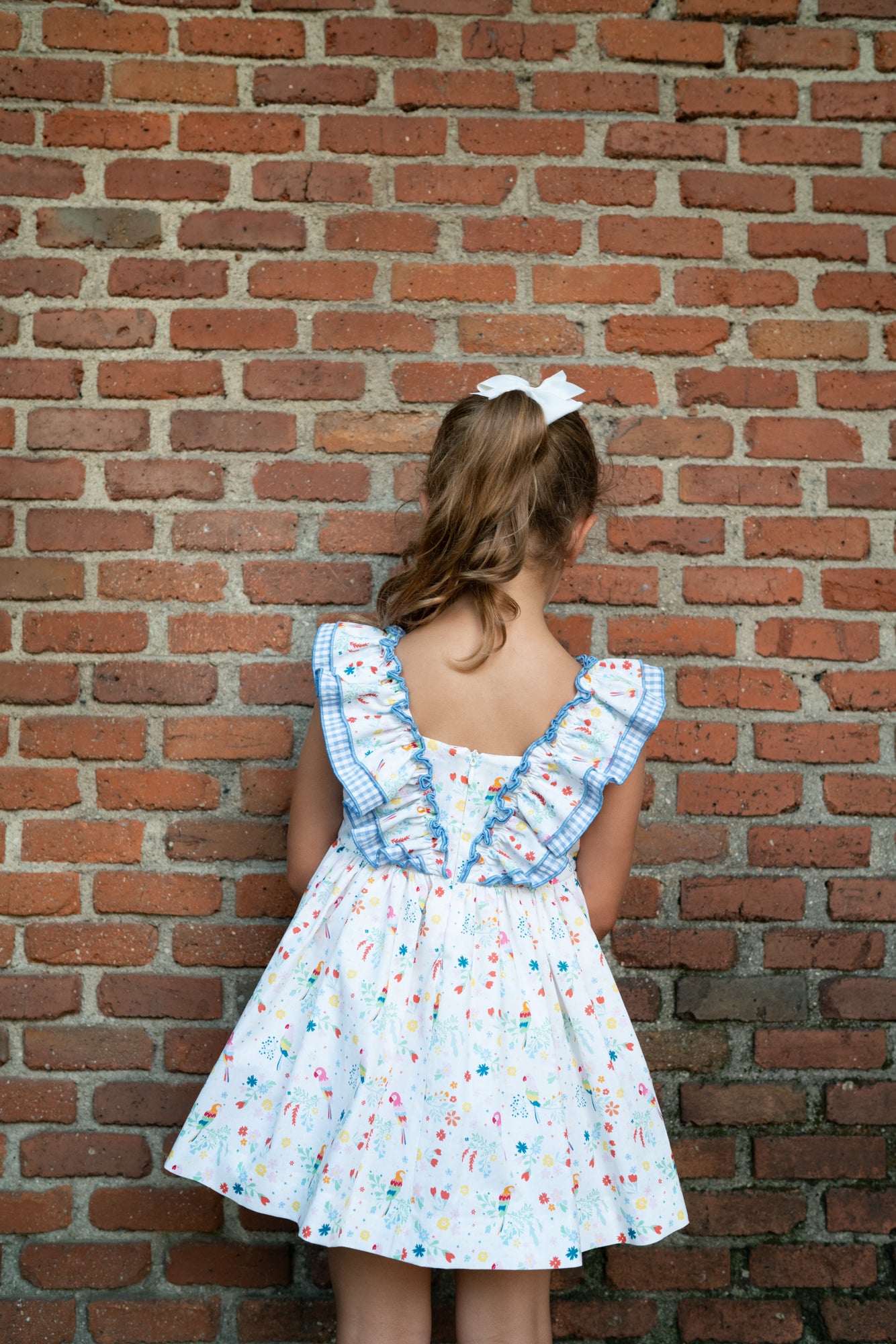 Charlotte Ruffle Dress - Floral and White print