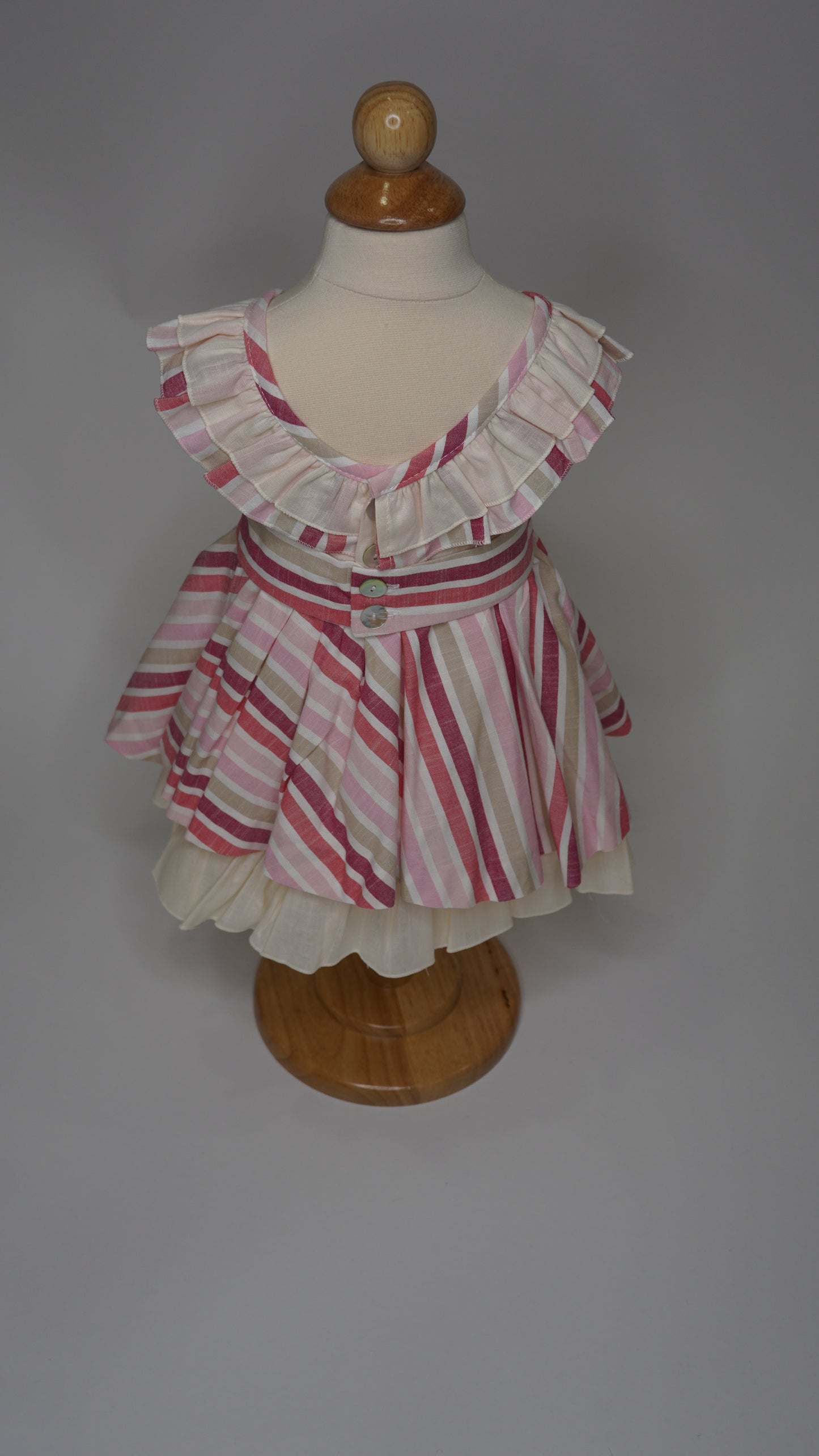 Multi Peach Striped Dress layered ruffle