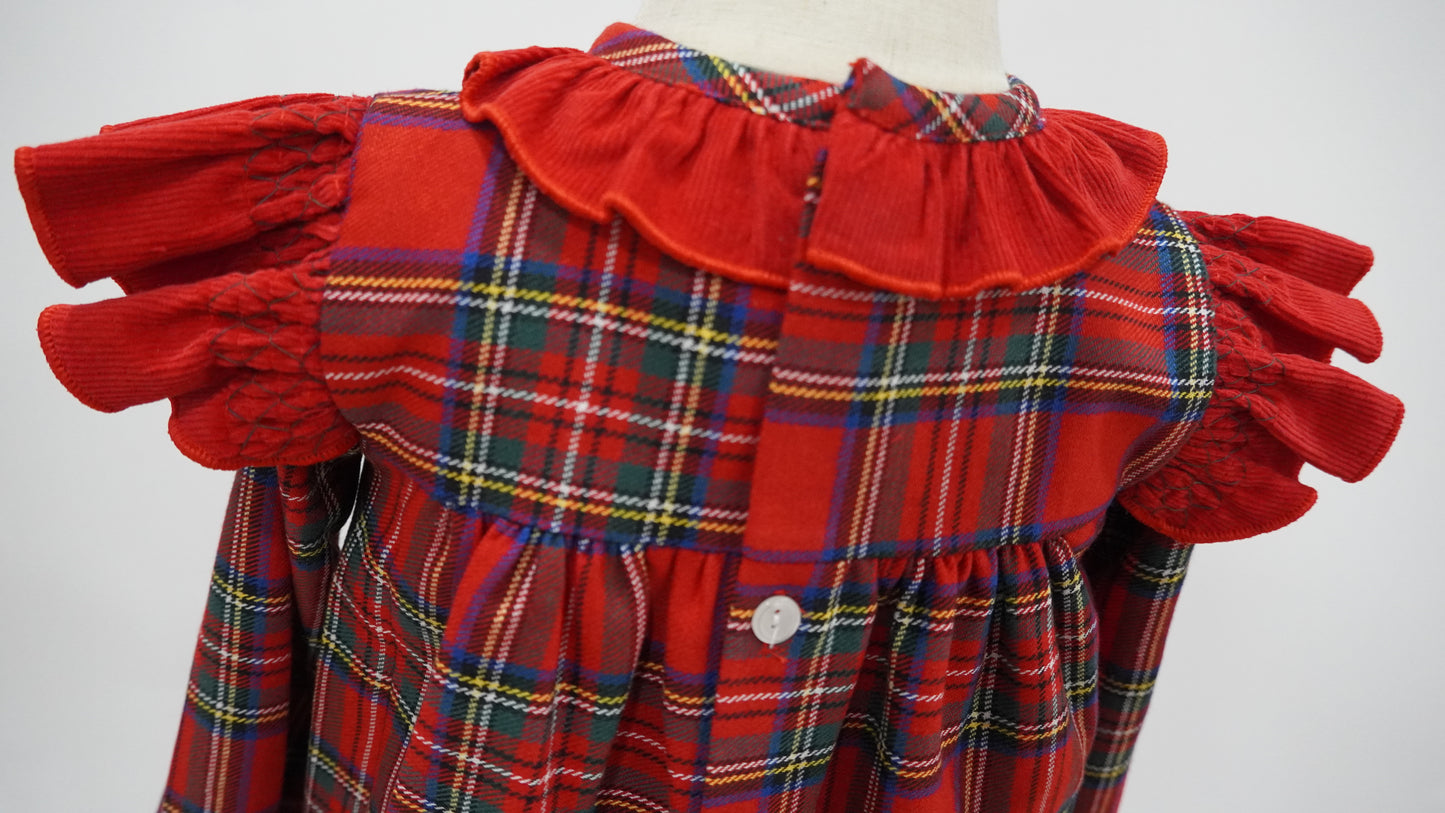 Christmas Plaid Ruffle Dress