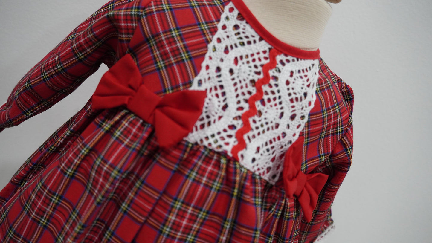 Christmas Plaid Lace Dress