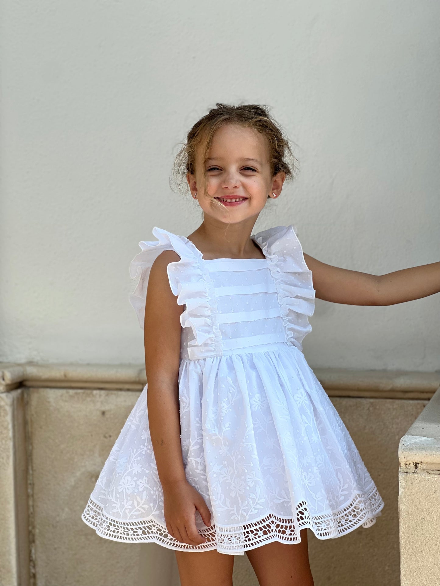 Eyelet Suzie Camel Bow Dress