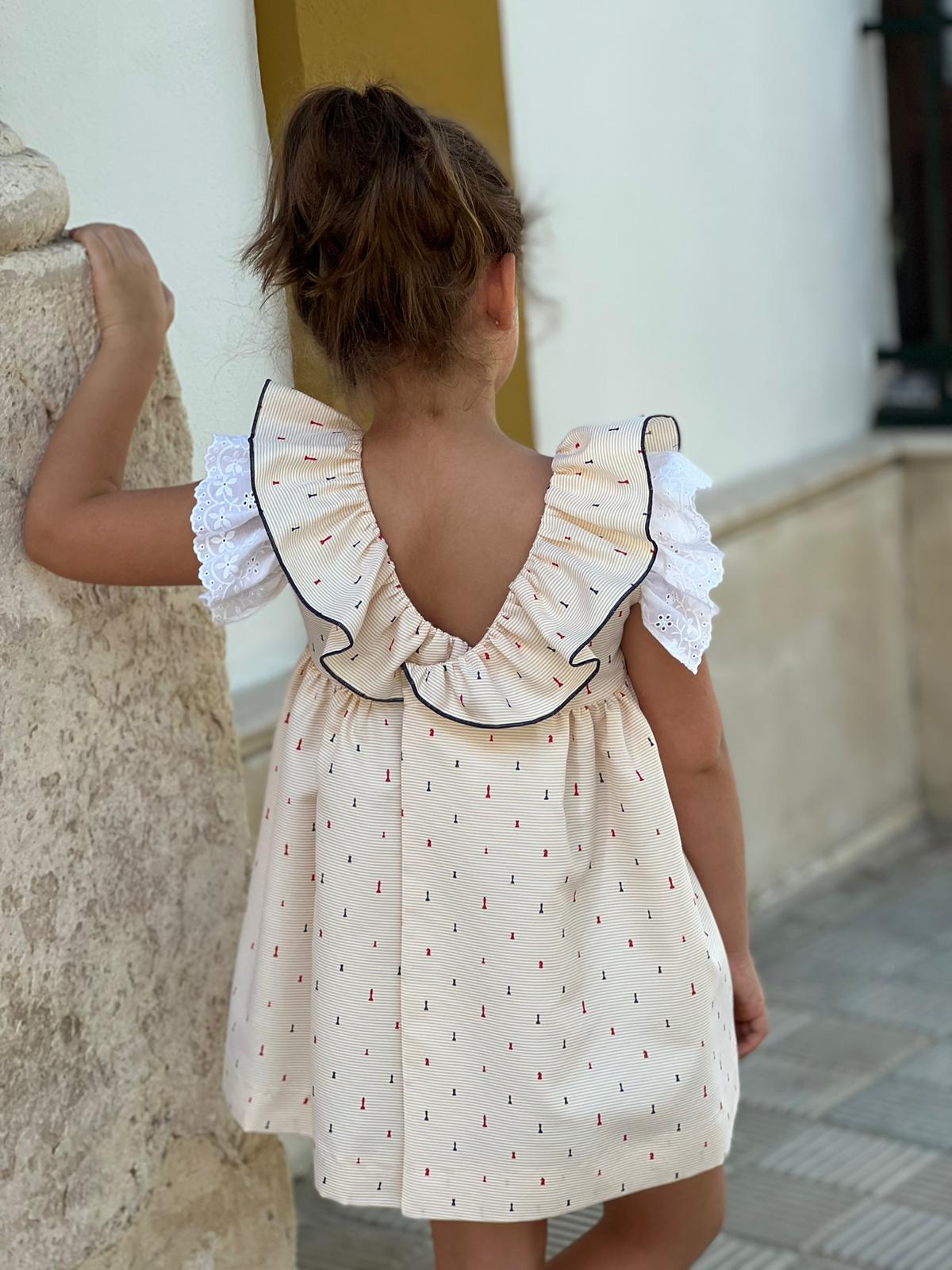Navy Yellow Ruffle Top Dress