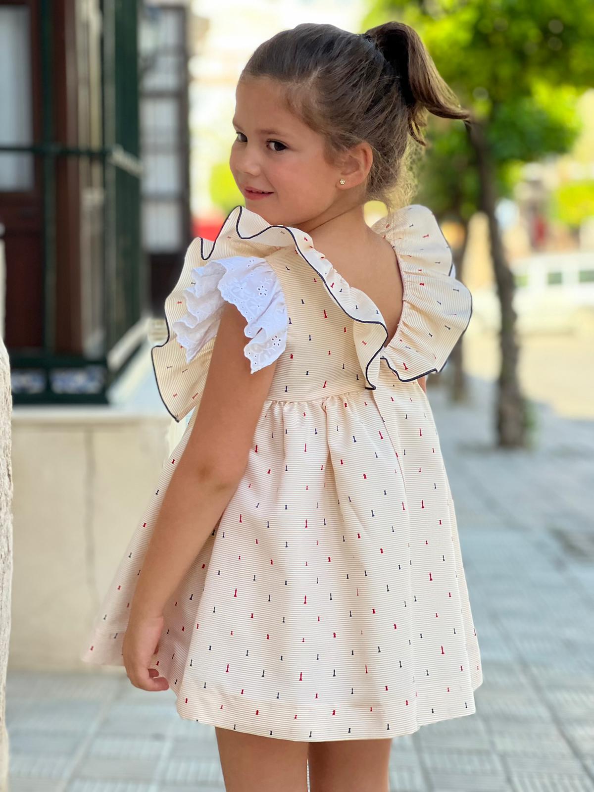 Navy Yellow Ruffle Top Dress