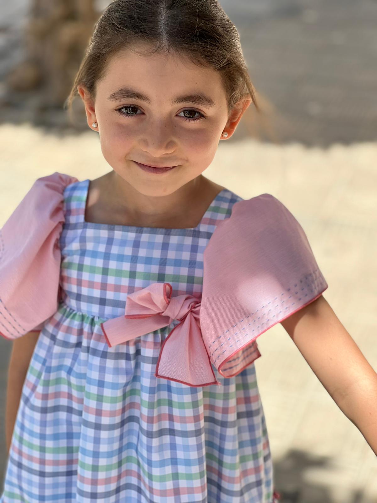 Multi Plaid Open Sleeves dress