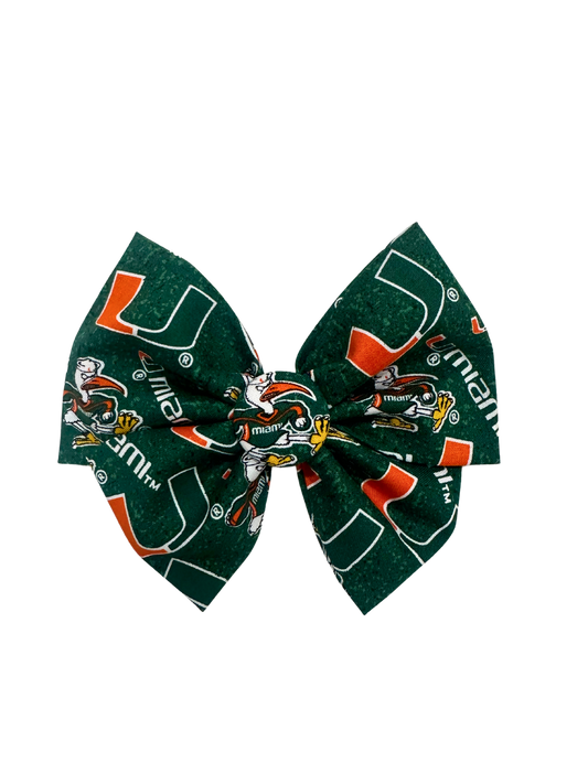 Sports Theme Bow - Miami Hurricanes