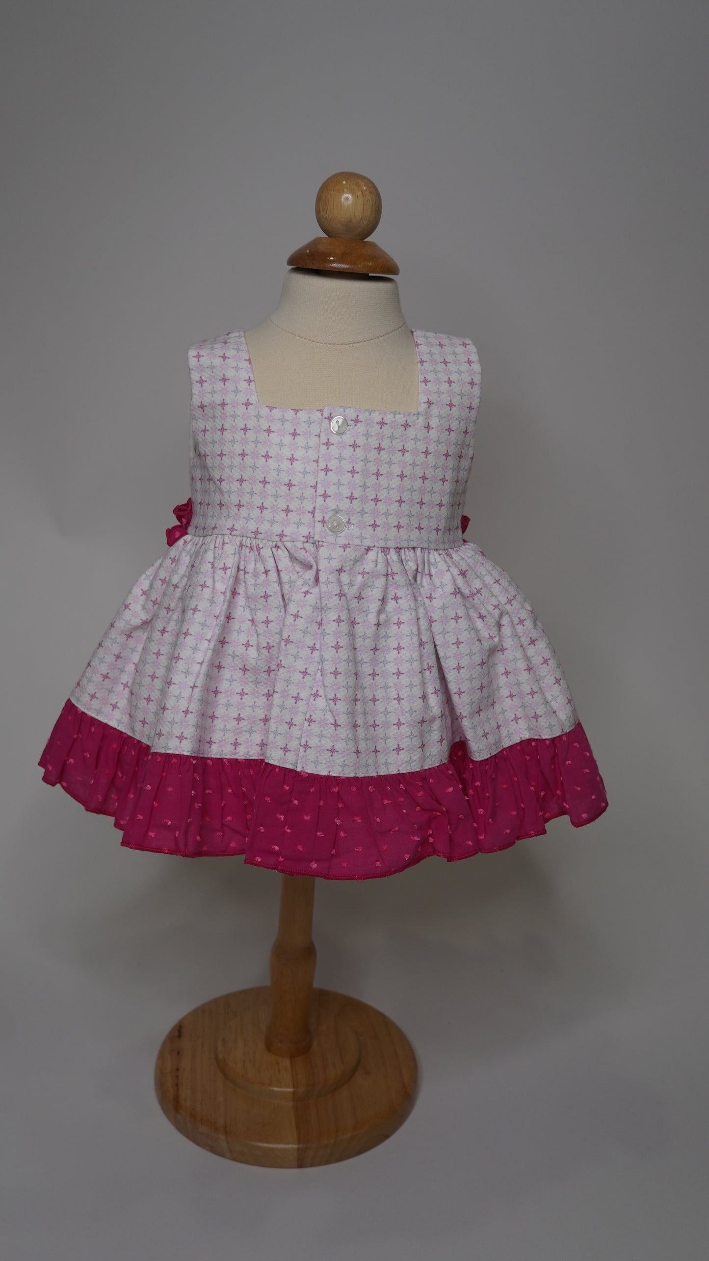 Front Bow Fucsia print baby dress
