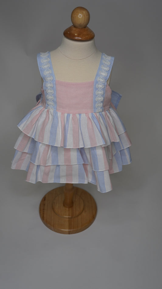 Suzy Lee Striped Dress with Lace