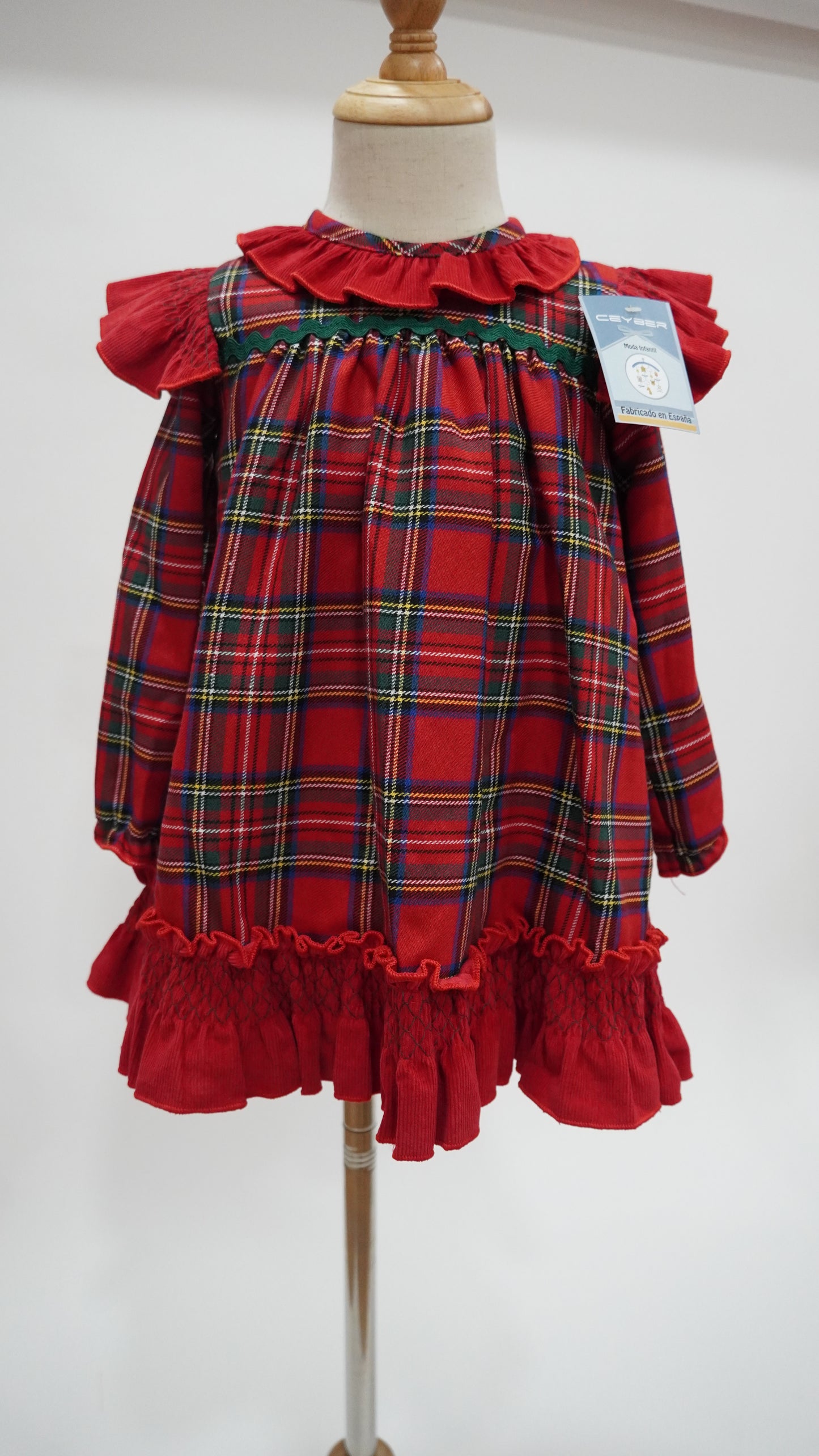 Christmas Plaid Ruffle Dress