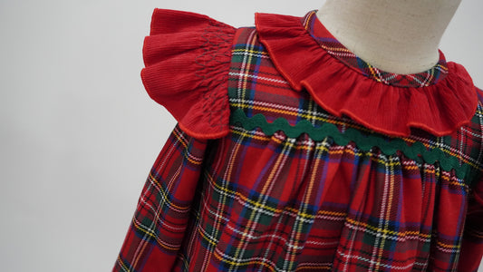 Christmas Plaid Ruffle Dress
