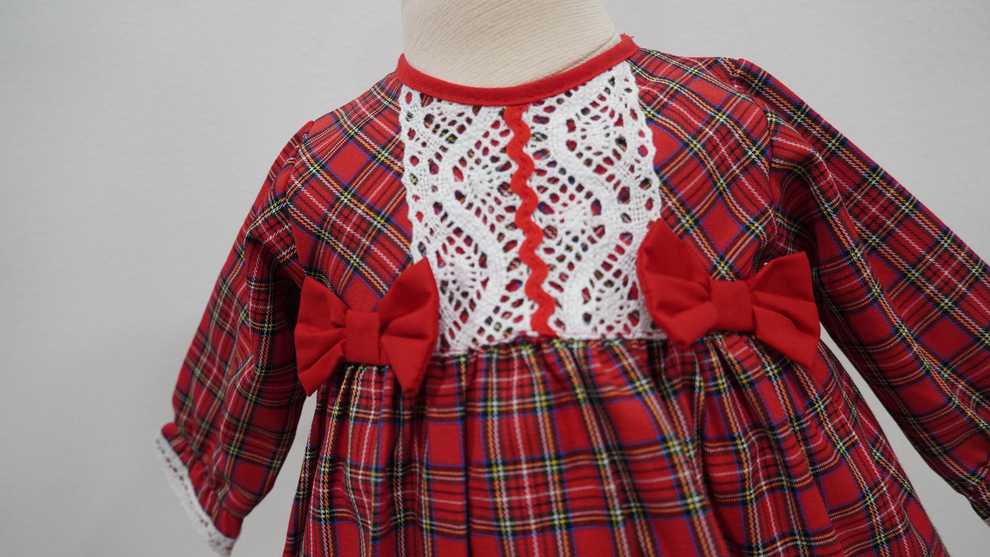 Christmas Plaid Lace Dress