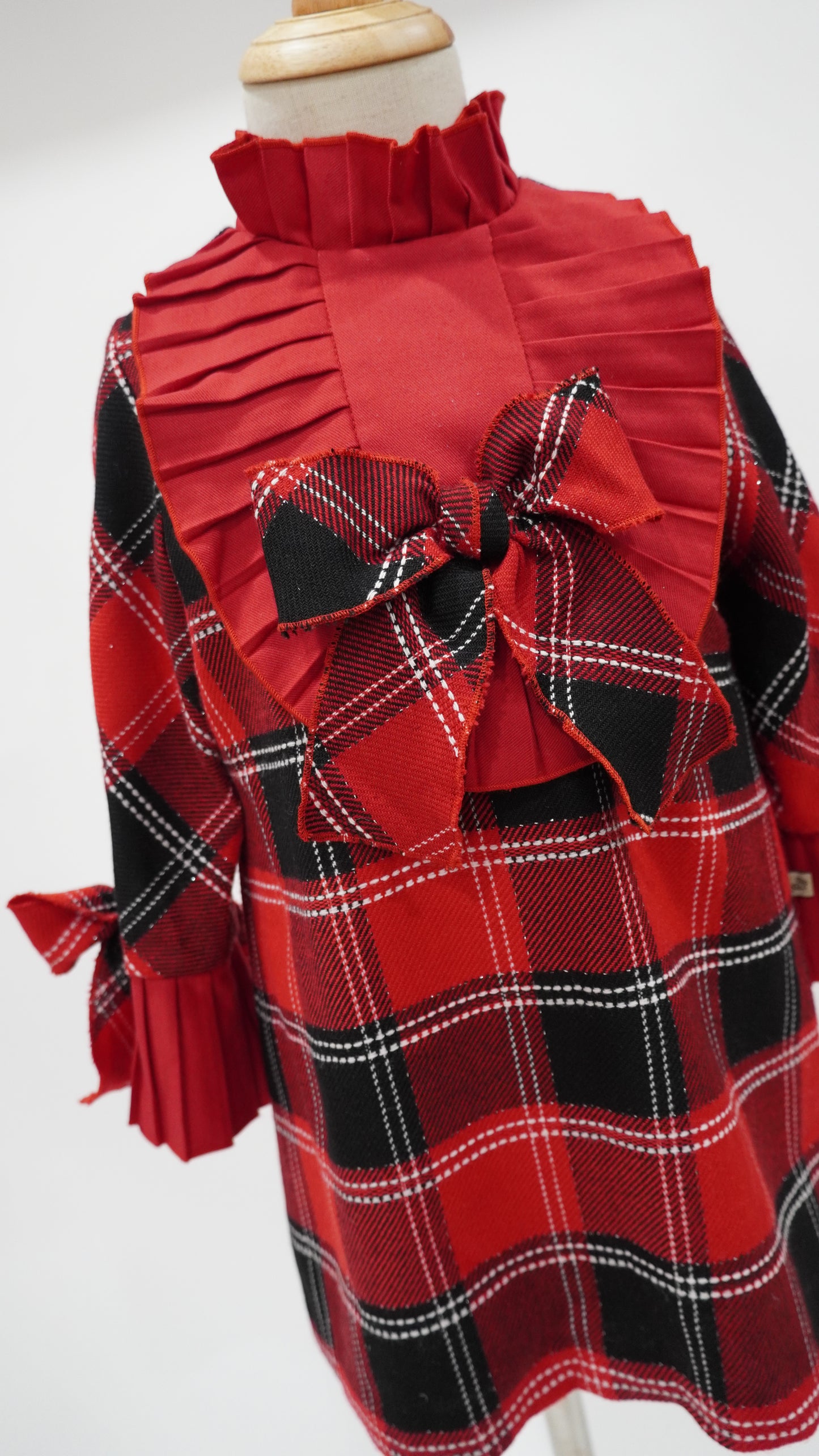 Black Christmas Plaid Ruffle Dress