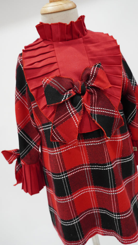 Black Christmas Plaid Ruffle Dress