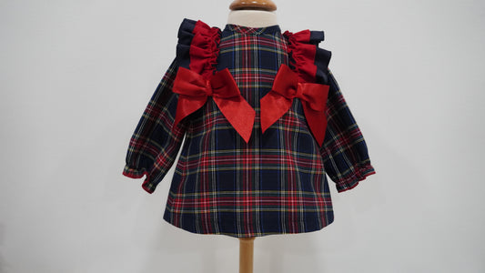 Navy Plaid Christas Girl Set