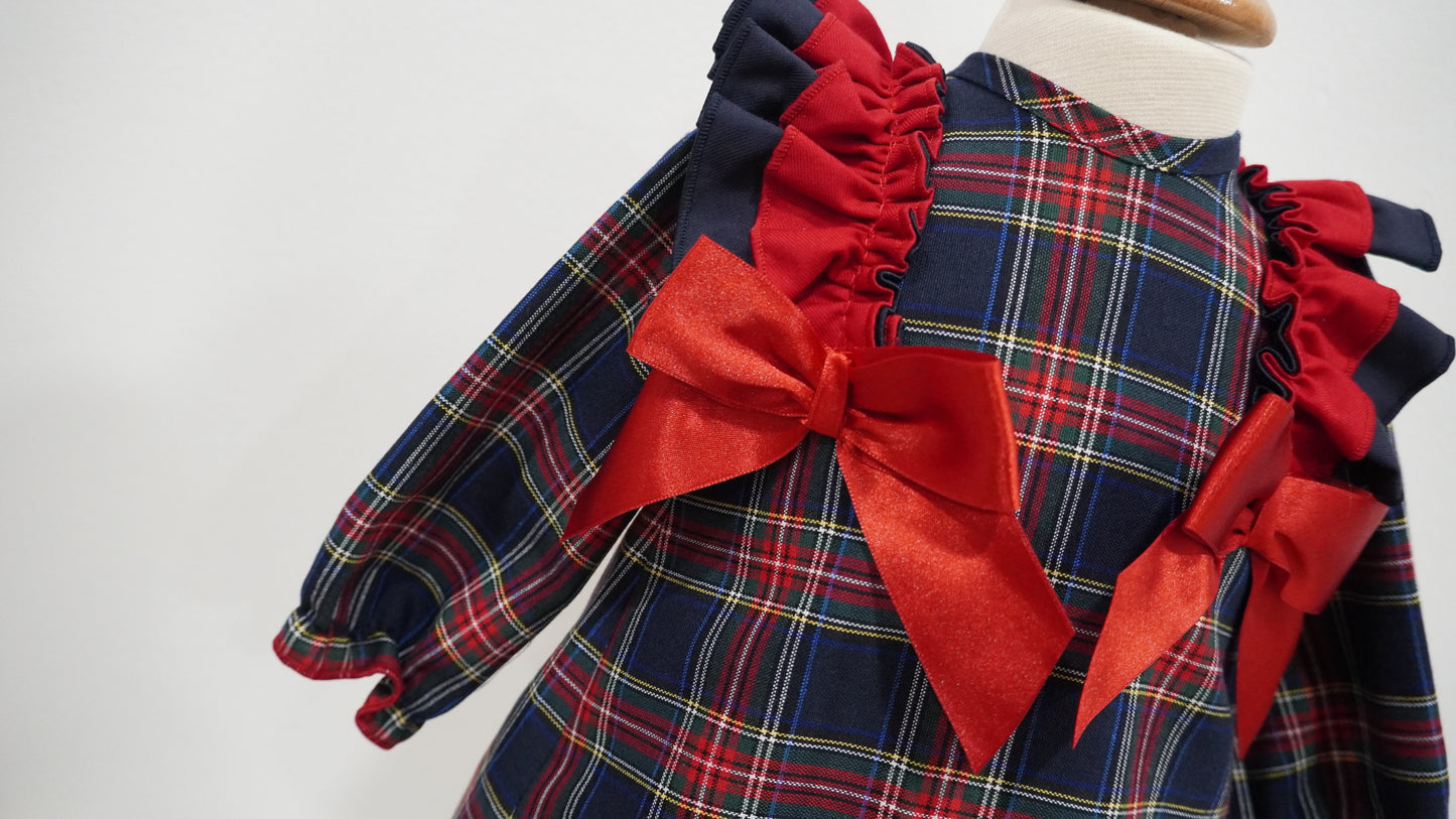 Navy Plaid Christas Girl Set