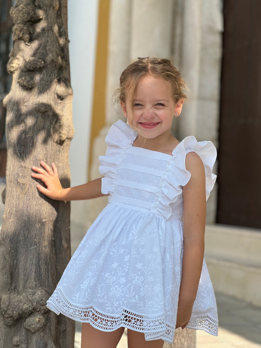 Eyelet Suzie Camel Bow Dress
