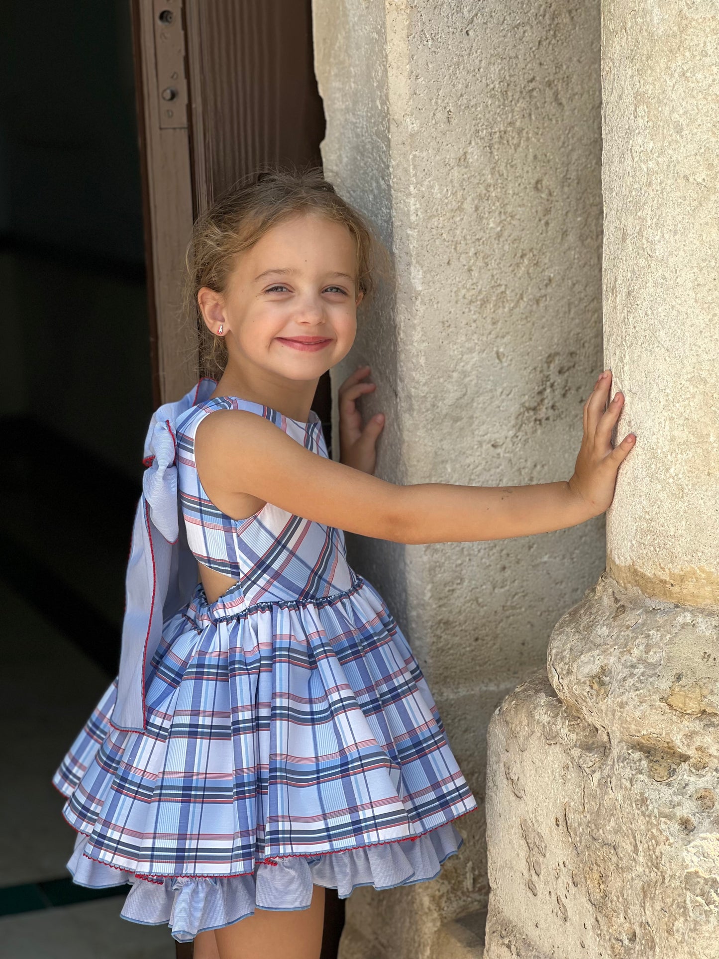 Camille Dress - Blue Plaid Print