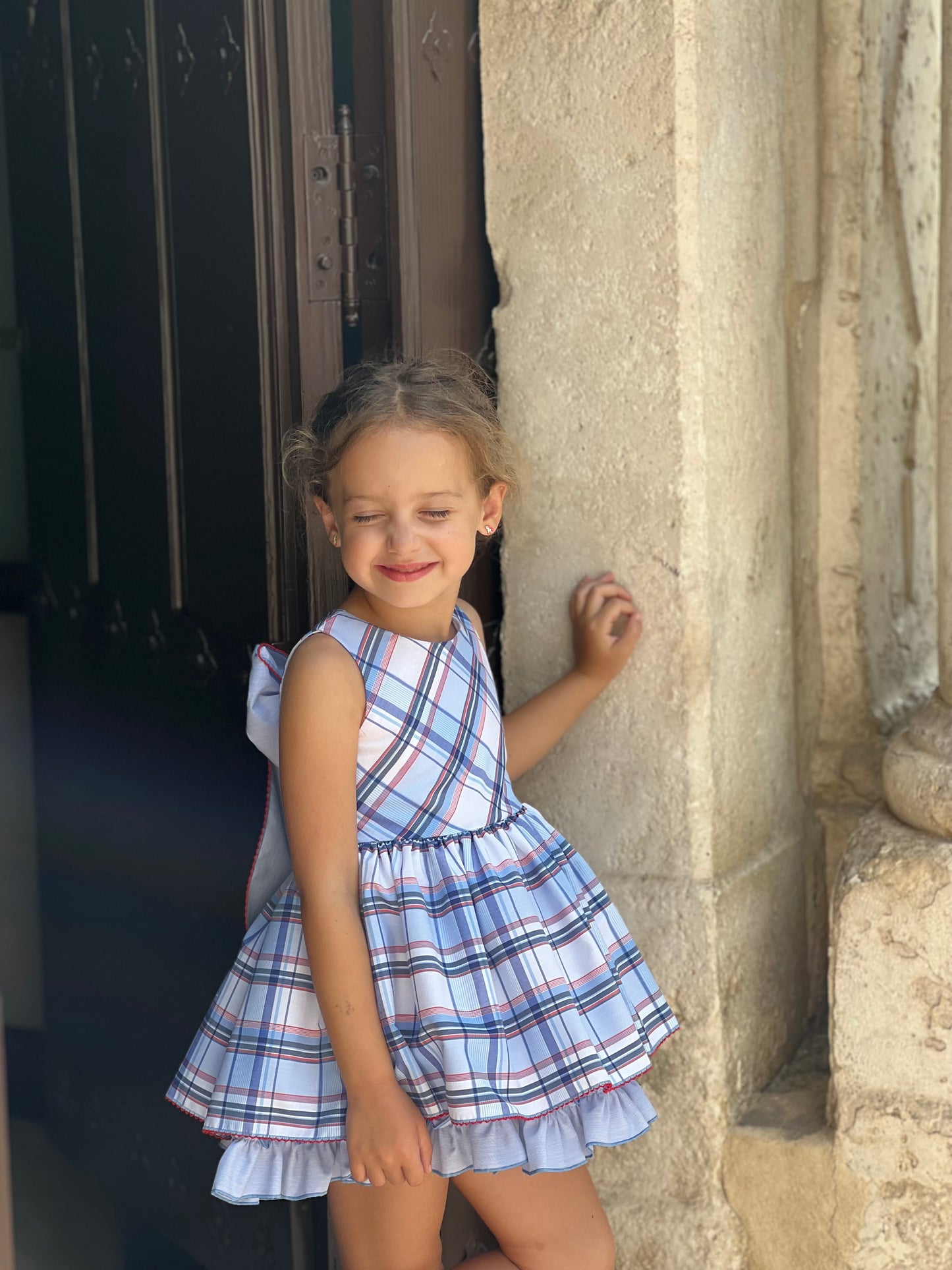 Camille Dress - Blue Plaid Print