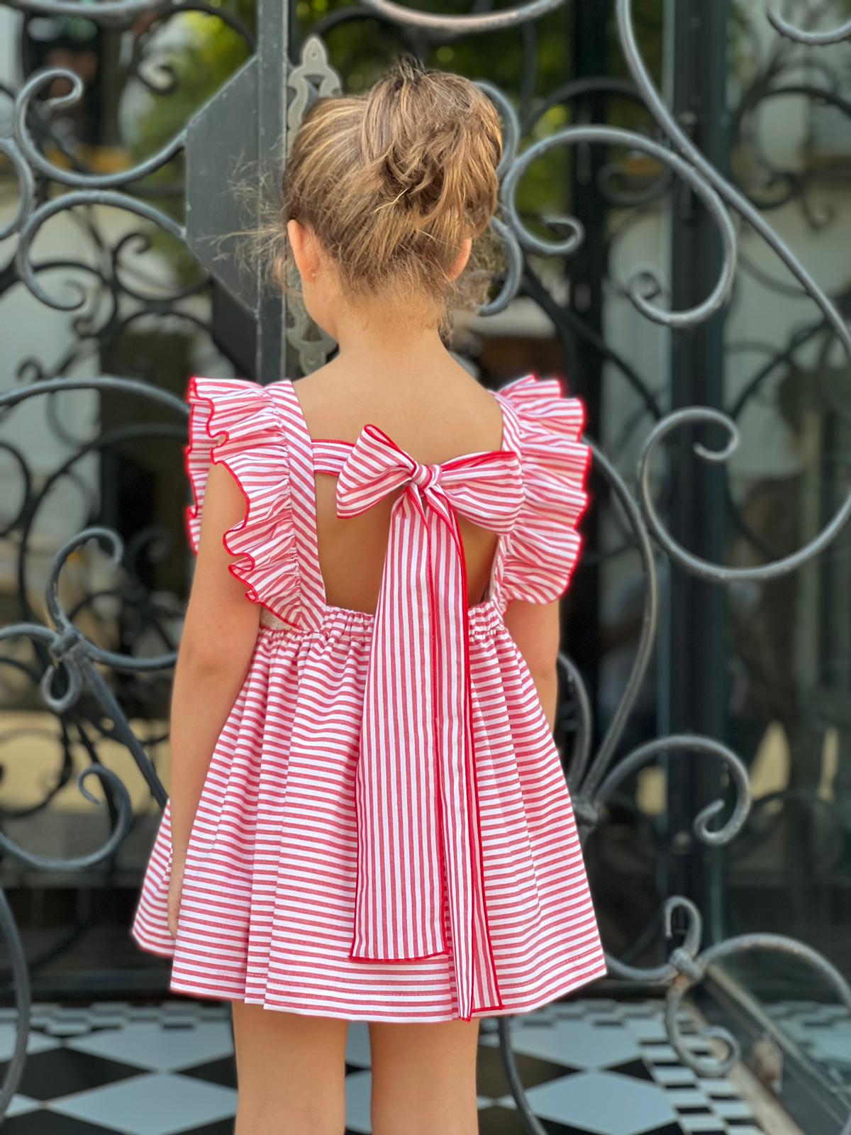 Striped Red eyelet Dress