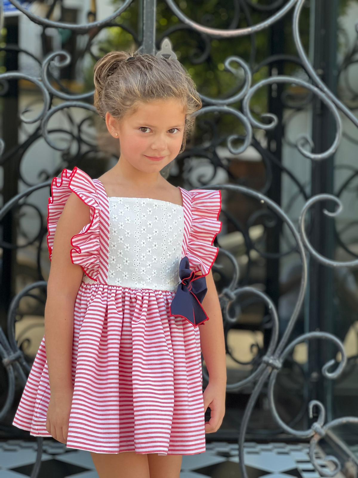 Striped Red eyelet Dress