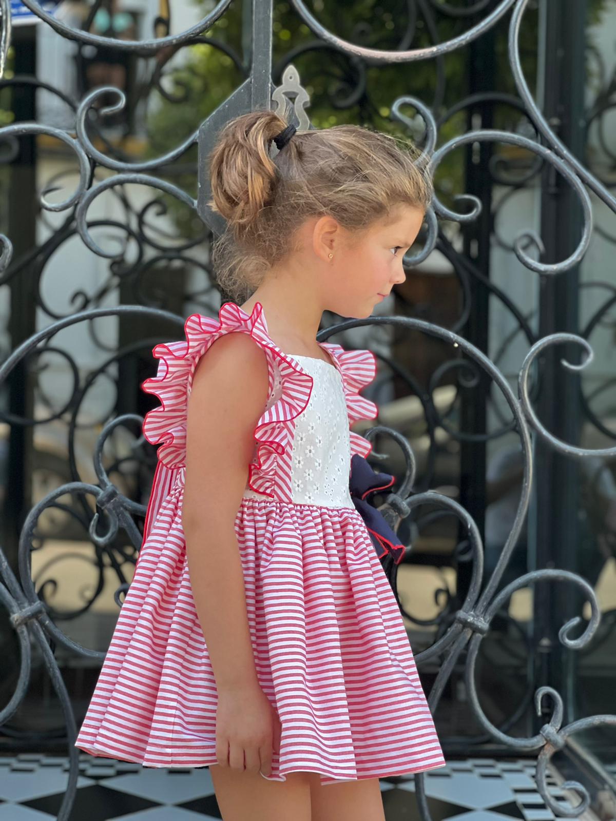 Striped Red eyelet Dress
