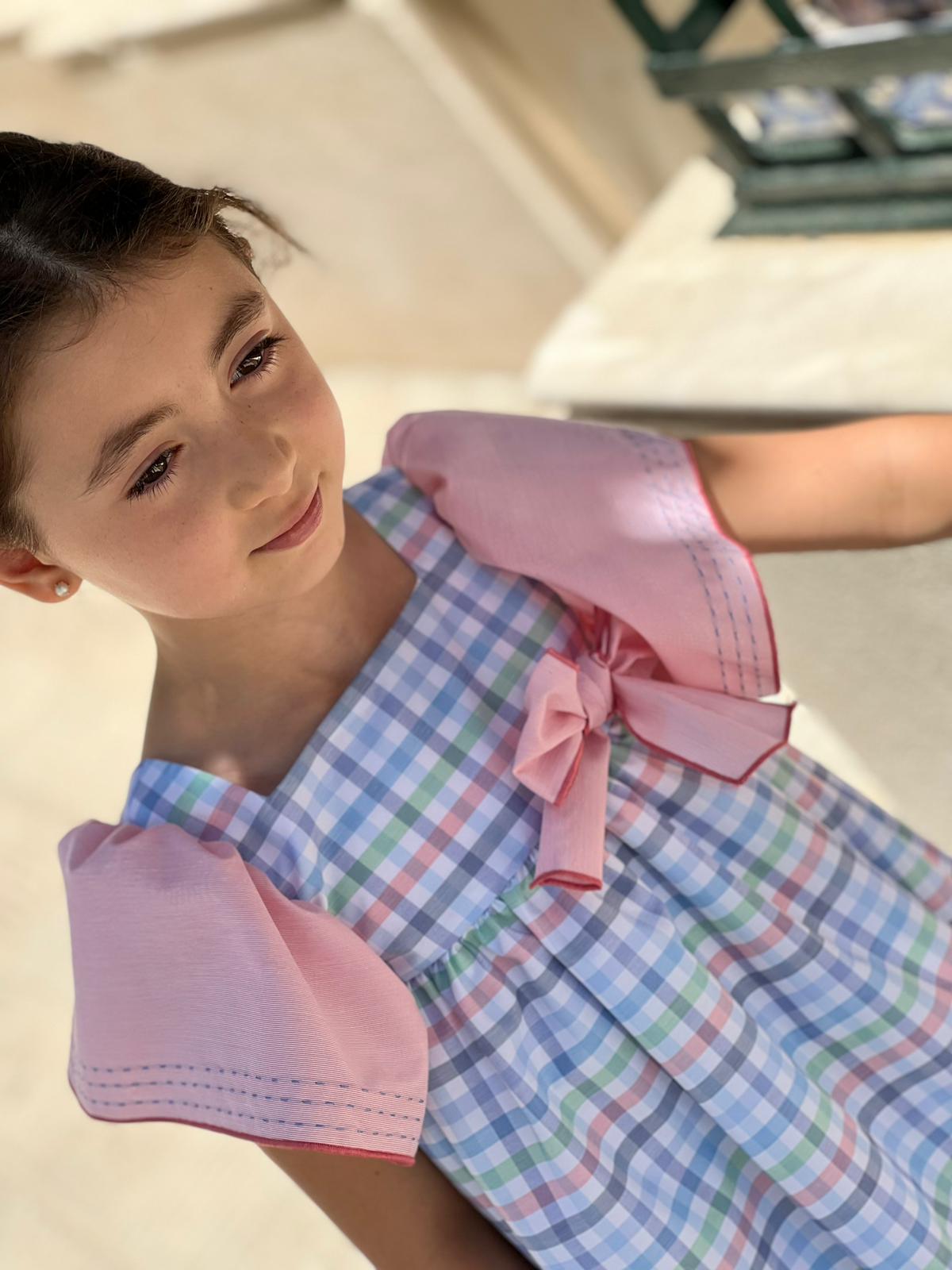 Multi Plaid Open Sleeves dress